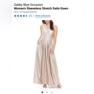 Gabby Skye champagne satin gown with pockets